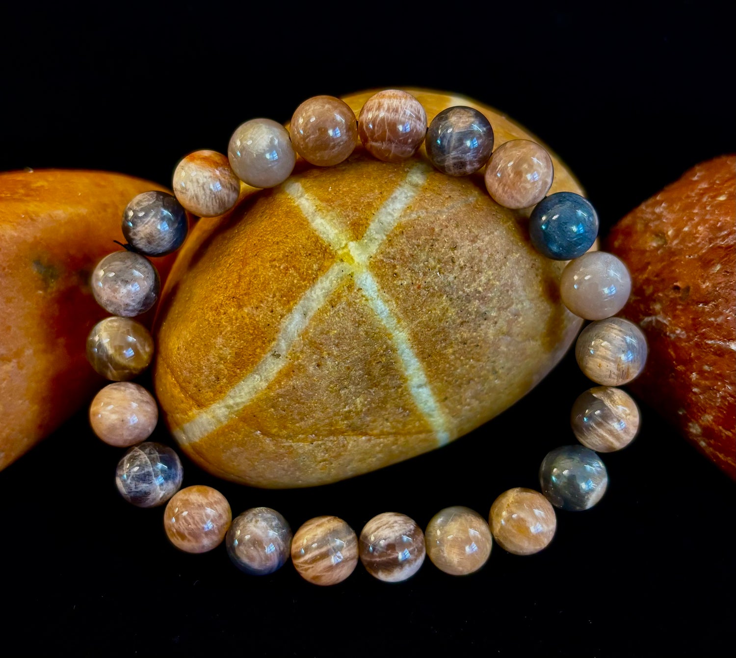 Black Moonstone 8mm Reiki-Infused Intuition & Manifestation Bracelet (Medium-Large Wrists)