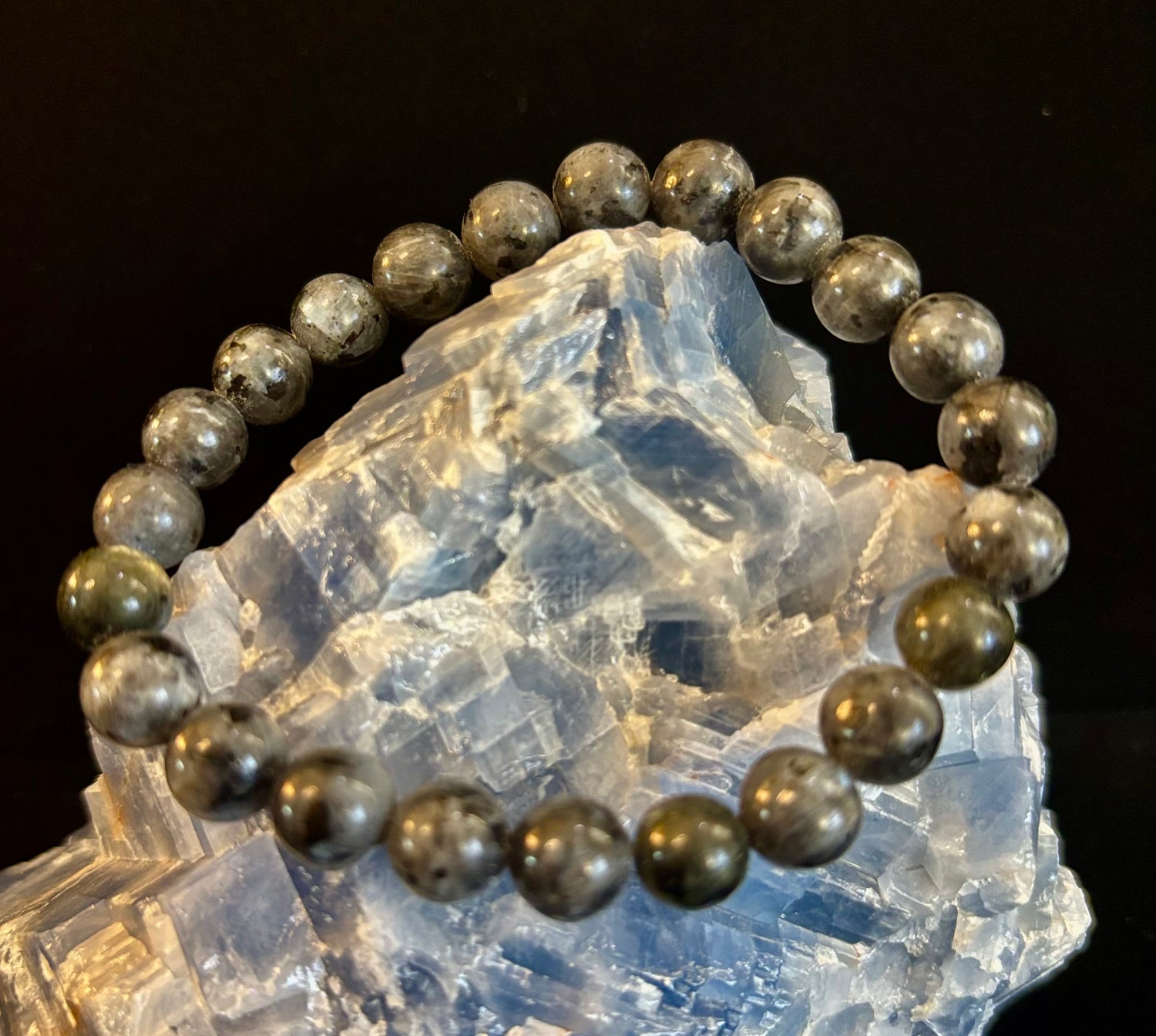 Larvikite 8mm Reiki-Infused Protection & Manifestation Bracelet (Medium-Large Wrists)