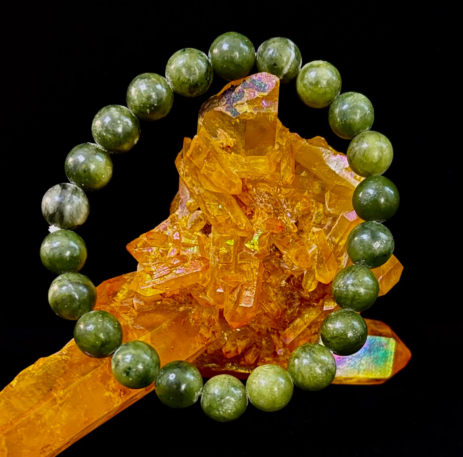Reiki-Infused Nephrite Jade Bracelet – Abundance, Protection & Harmony