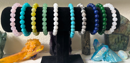 Simple Style Natural Stone Affordable Beaded Bracelet – Minimalist Solid Color Healing Jewelry (Various Colors)
