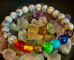 Colorful beaded bracelet with multicolored beads on a dark background