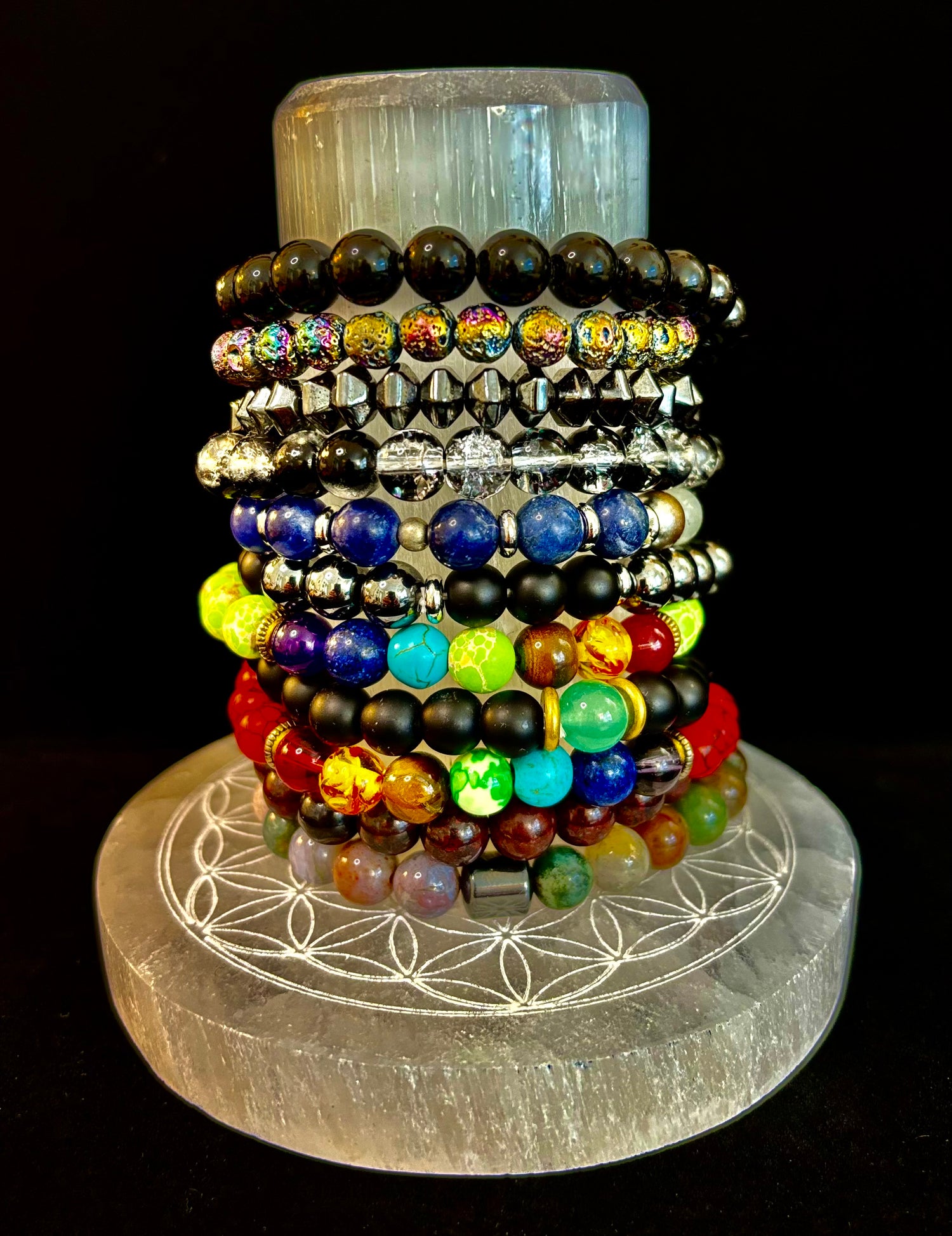 Hand Carved Moroccan Selenite Bracelet Holder & Energy Charging Plate