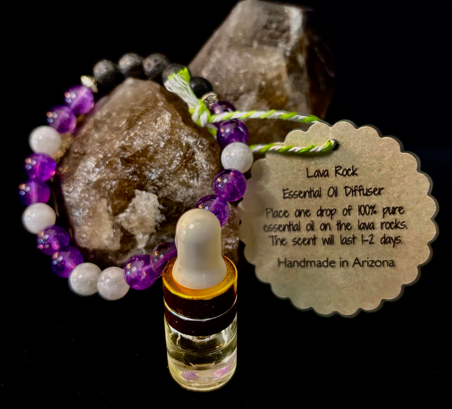Amethyst and Moonstone Aromatherapy Diffuser Bracelet
