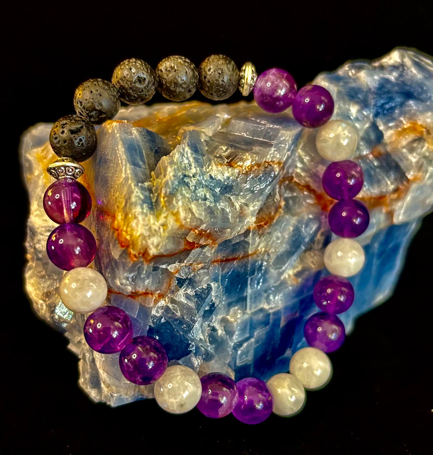 Amethyst and Moonstone Aromatherapy Diffuser Bracelet