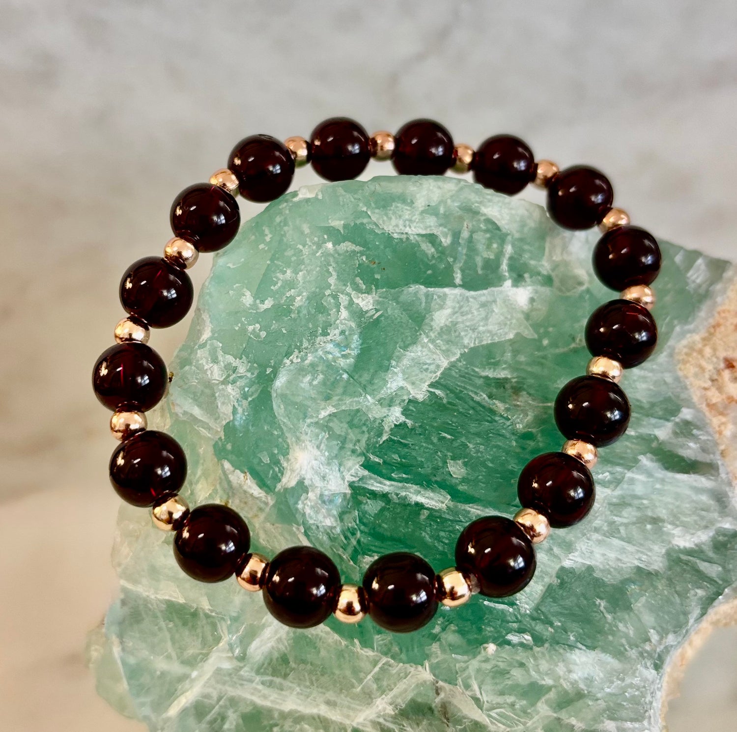 Passion & Strength Garnet Bracelet – Delicate Gemstone Bracelet with Copper Accents