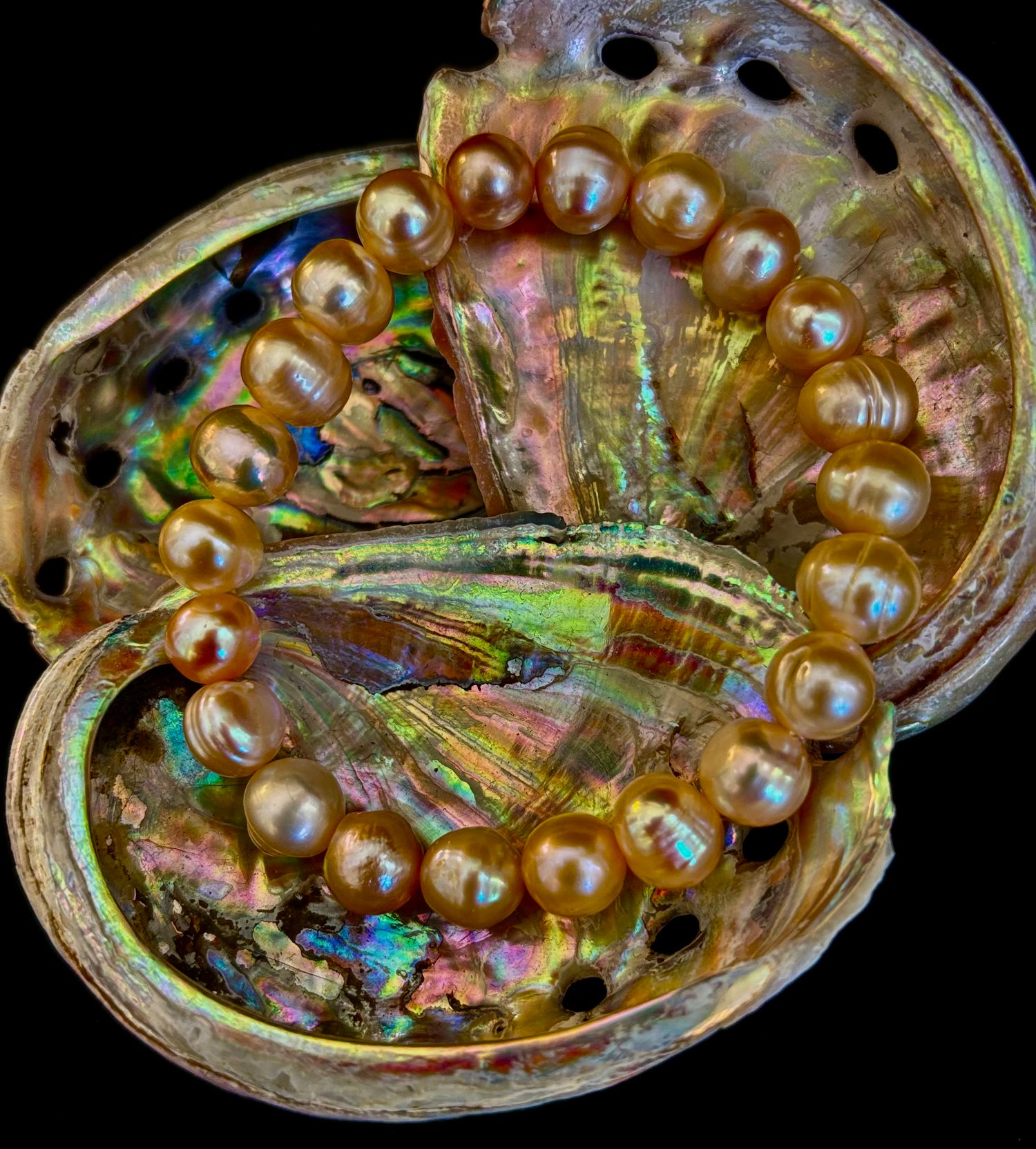 Champagne Freshwater Pearl Bracelet – 9mm Pearl Stretch Bracelet