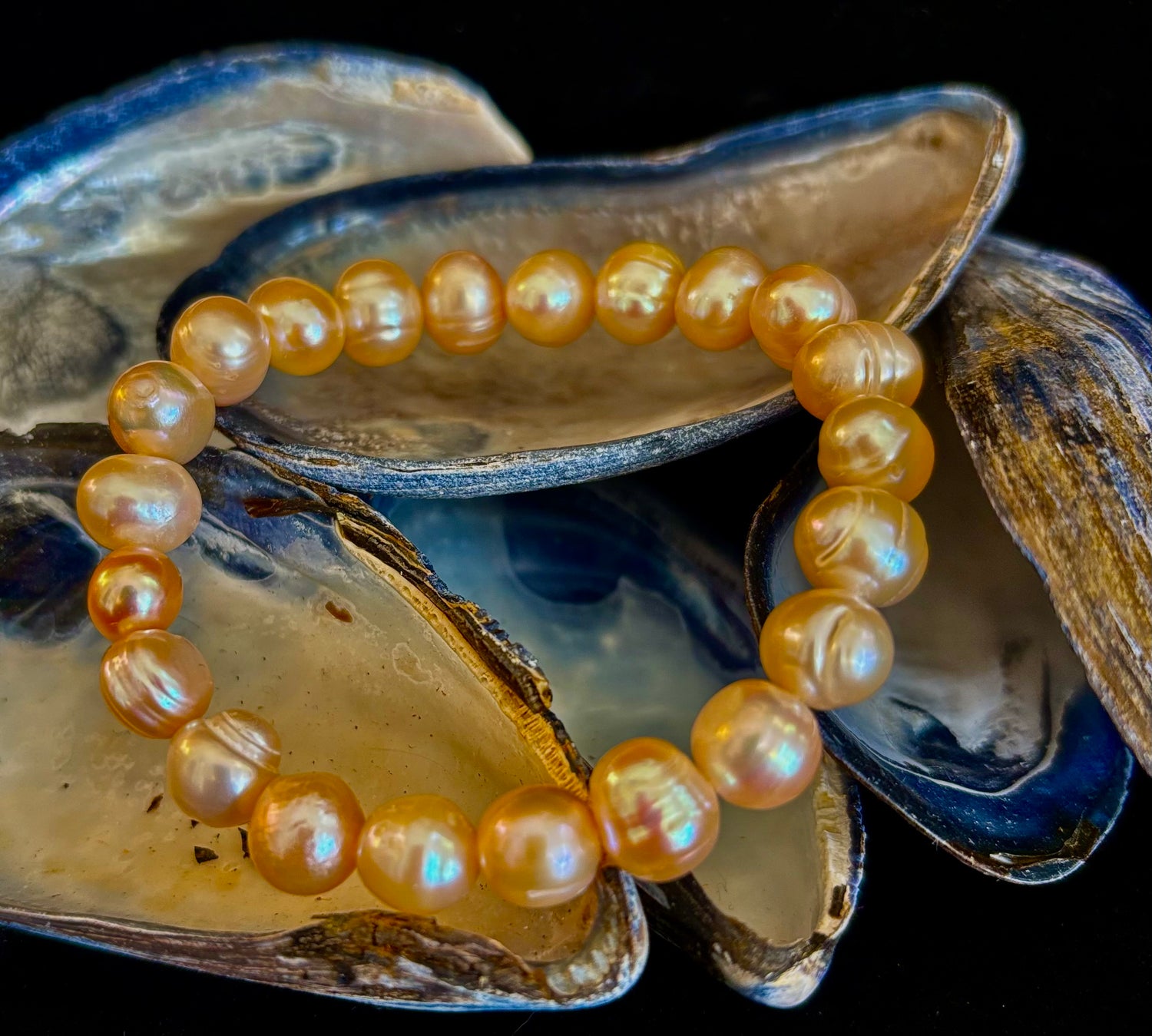 Champagne Freshwater Pearl Bracelet – 9mm Pearl Stretch Bracelet