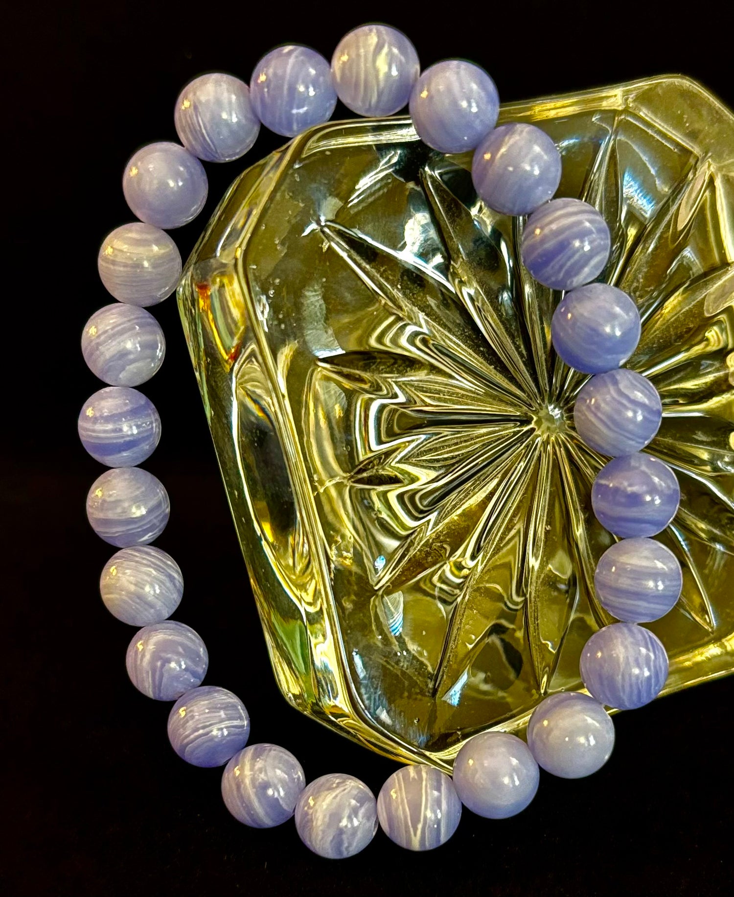Blue Lace Agate Bracelet – Natural Stone Bracelet for Anxiety Relief & Calm (Medium Wrists)