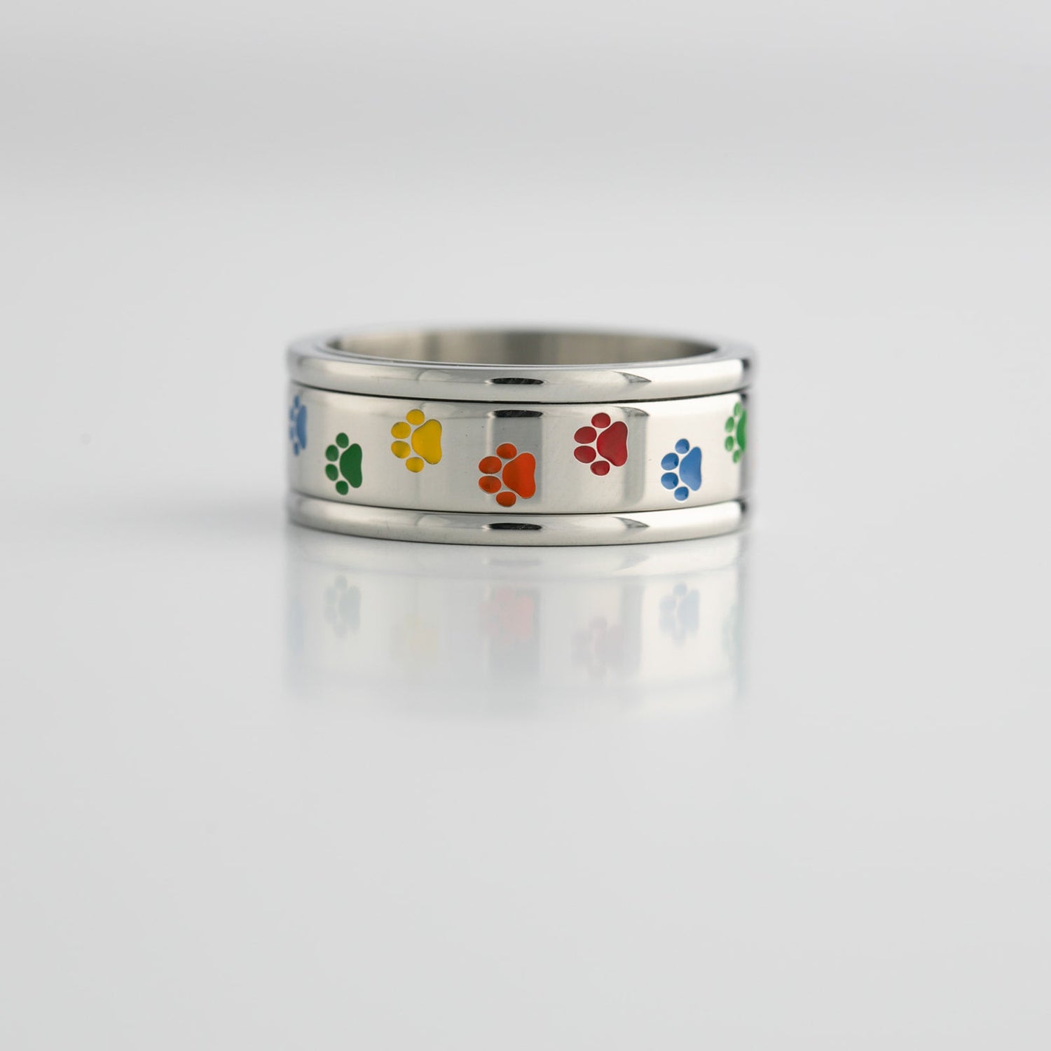 Rainbow Paw Print Spinner Ring