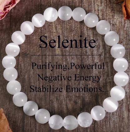 Reiki-Infused Selenite Healing Bracelet -Cleanse your energy and restore inner peace