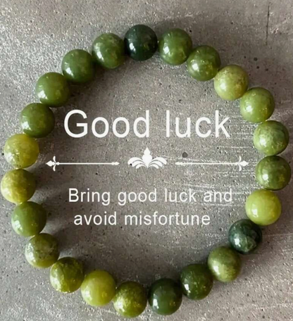 Natural Green Jade Good Luck Bracelet – Attract Positivity & Ward Off Misfortune