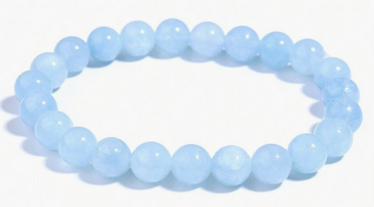 Natural Aquamarine Beaded Bracelet – Available in 8mm and 10mm Sizes