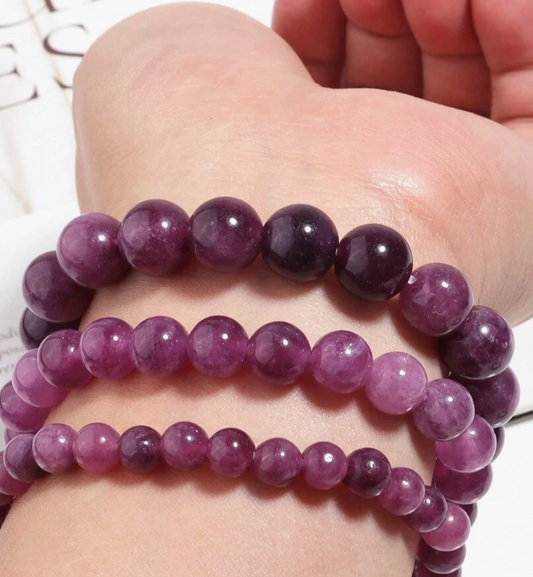 Natural Spodumene (Kunzite) Stone Bead Bracelet