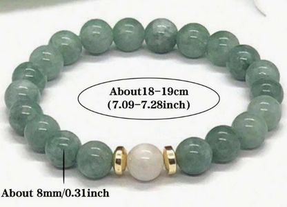 Green Aventurine and White Jade Bracelet – 8mm Natural Stone Beads