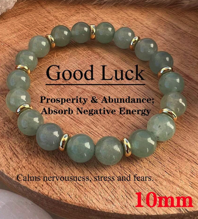 Green Aventurine Good Luck Bracelet – 10mm Beads for Prosperity & Positive Energy