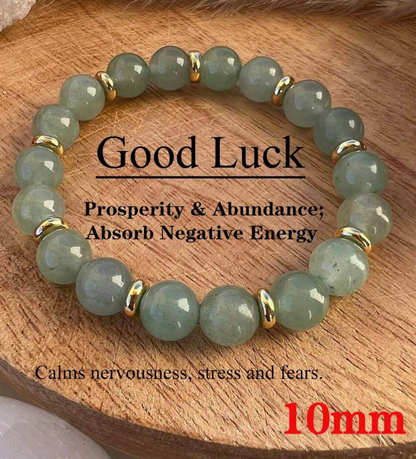 Green Aventurine Good Luck Bracelet – 10mm Beads for Prosperity & Positive Energy