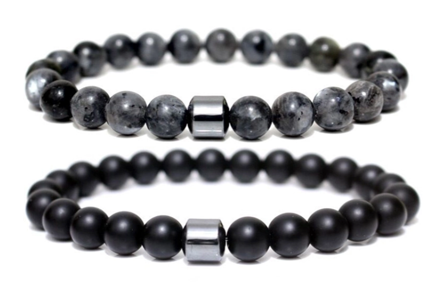 Men’s Black Onyx & Labradorite Bracelet Set