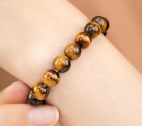 Natural Tiger Eye Beaded Bracelet – Stone of Prosperity, Courage, and Protection