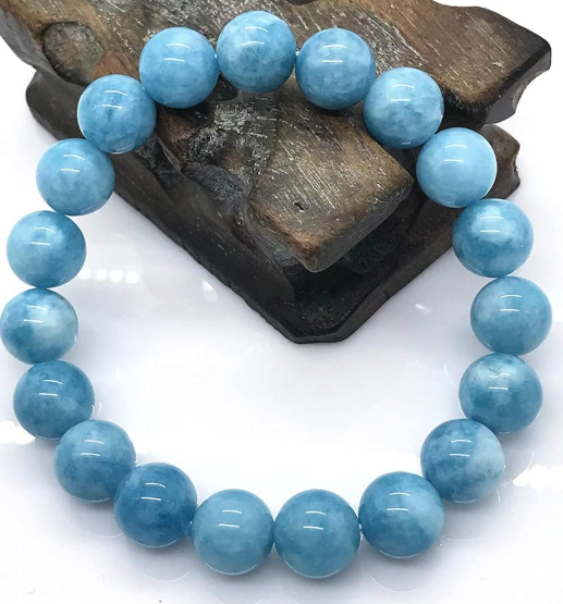 Natural Aquamarine Beaded Bracelet – Available in 8mm and 10mm Sizes