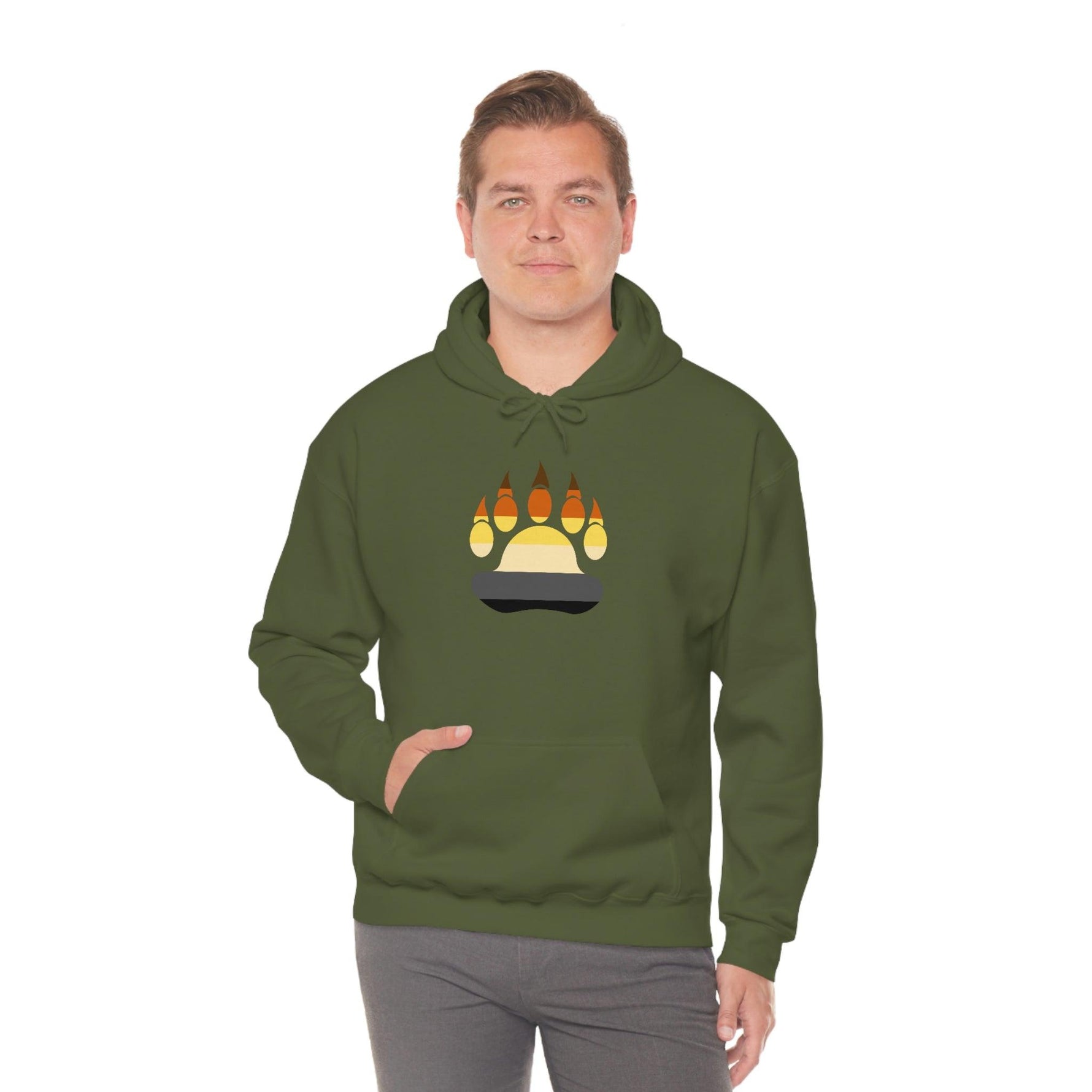 Gay Bear Flag Paw Print - Hoodie - Wicked Naughty Apparel