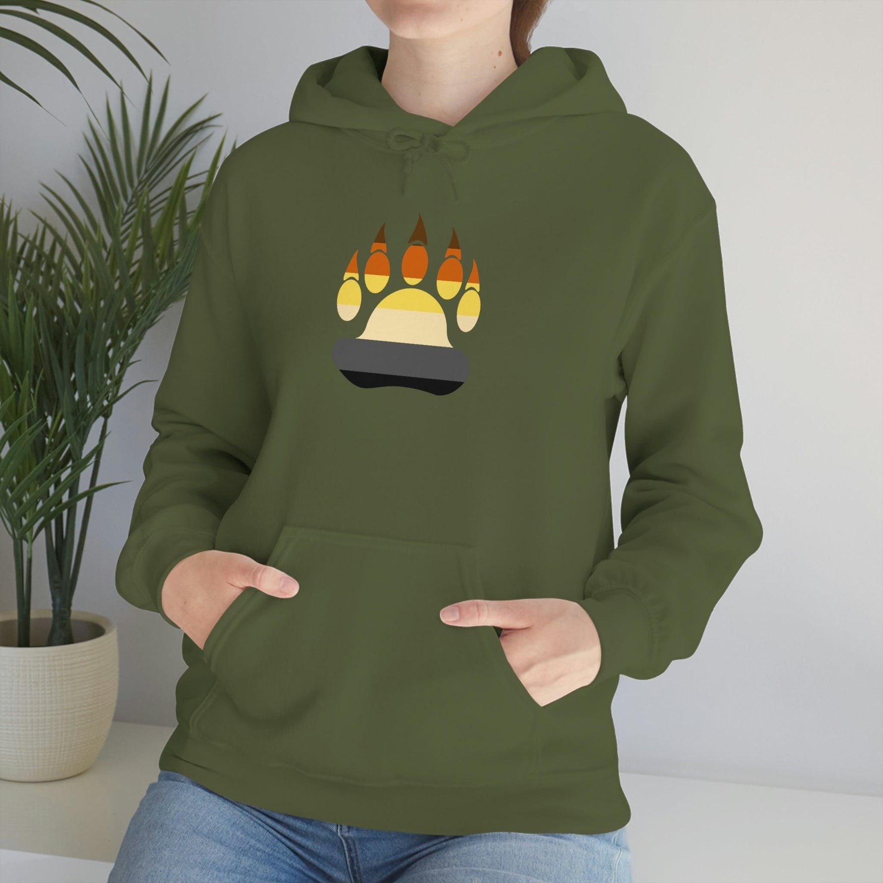 Gay Bear Flag Paw Print - Hoodie - Wicked Naughty Apparel