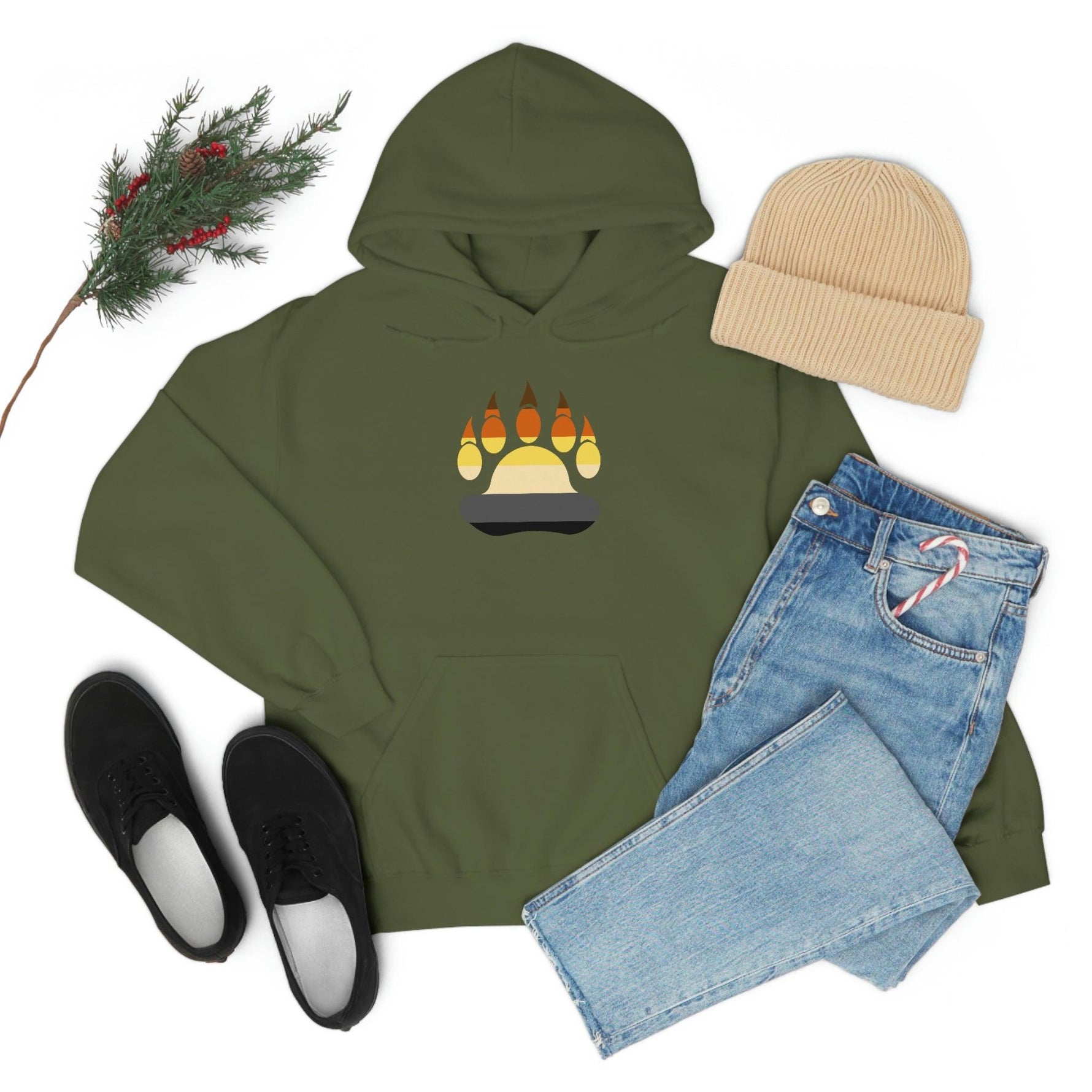 Gay Bear Flag Paw Print - Hoodie - Wicked Naughty Apparel