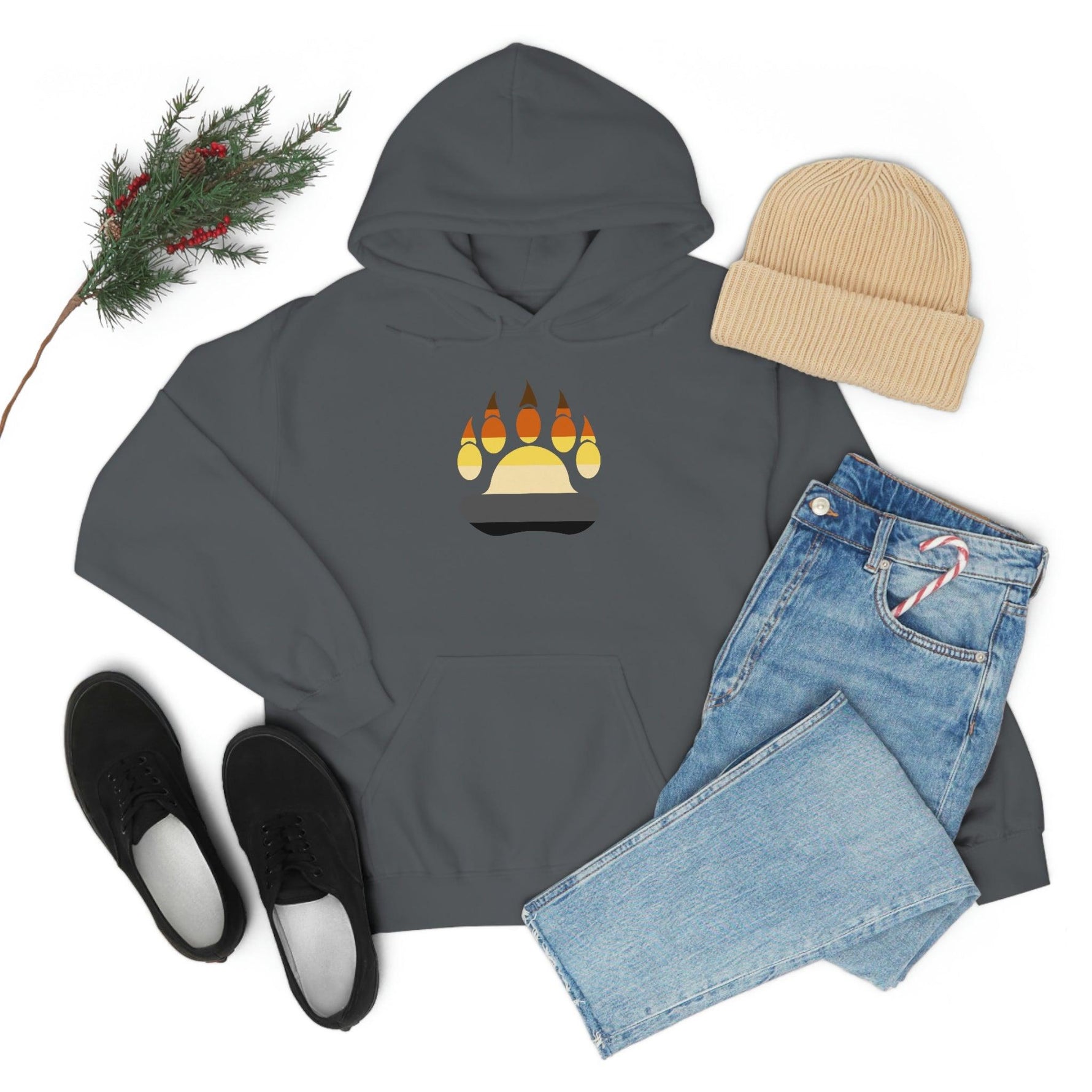 Gay Bear Flag Paw Print - Hoodie - Wicked Naughty Apparel