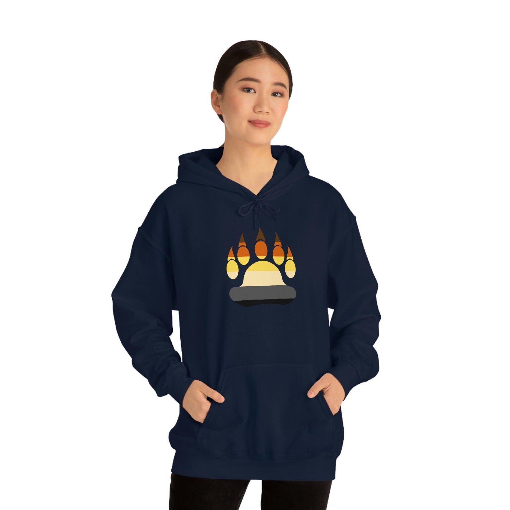 Gay Bear Flag Paw Print - Hoodie - Wicked Naughty Apparel