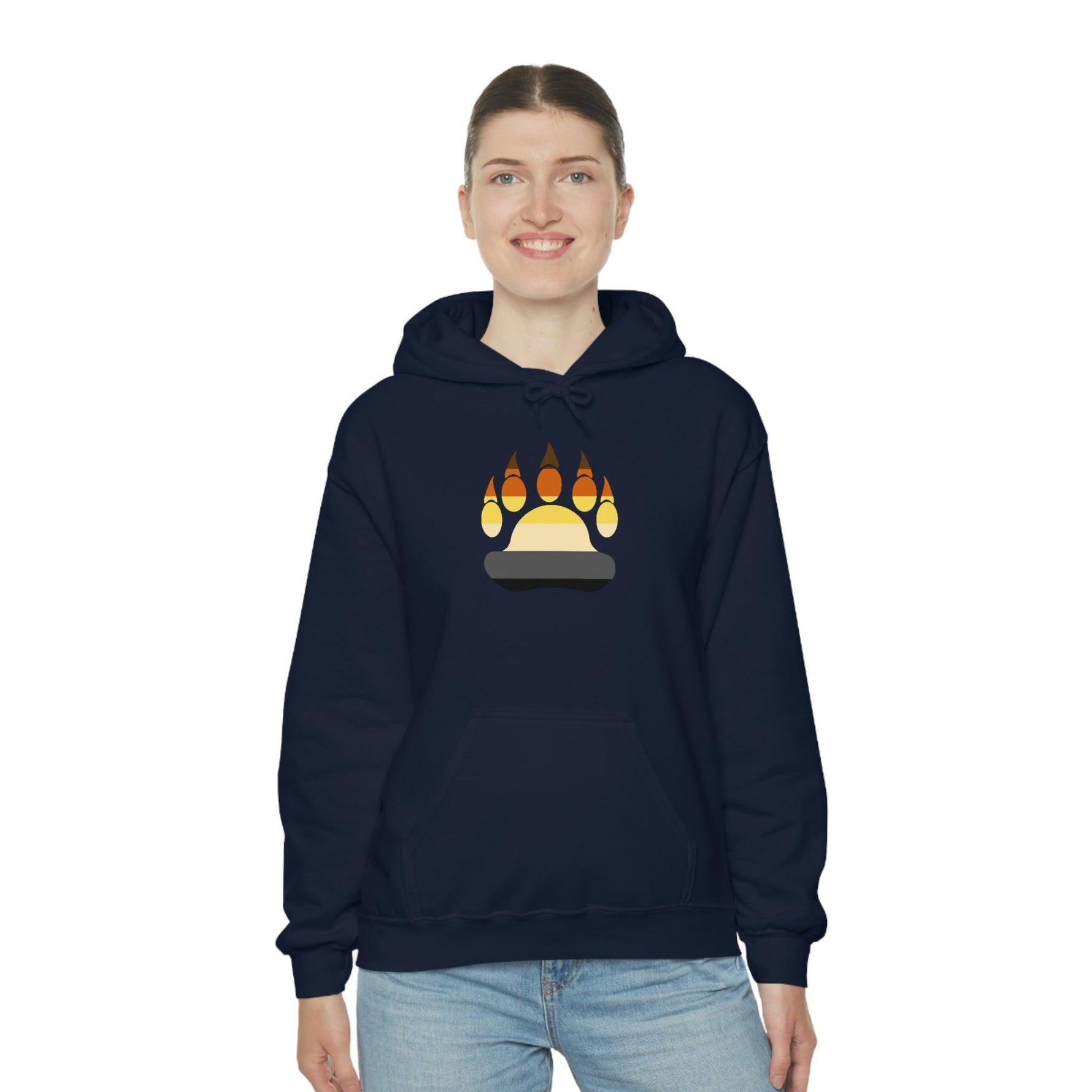 Gay Bear Flag Paw Print - Hoodie - Wicked Naughty Apparel