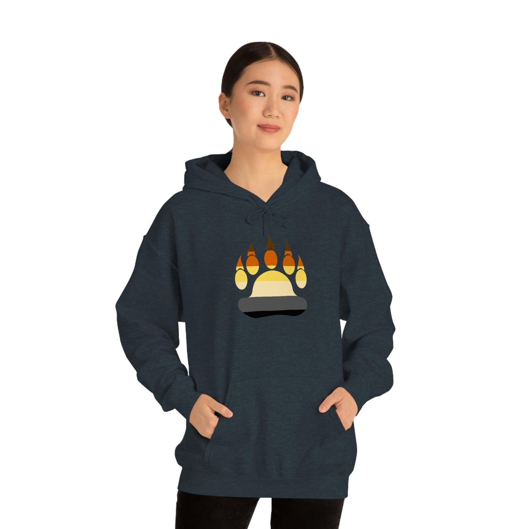 Gay Bear Flag Paw Print - Hoodie - Wicked Naughty Apparel