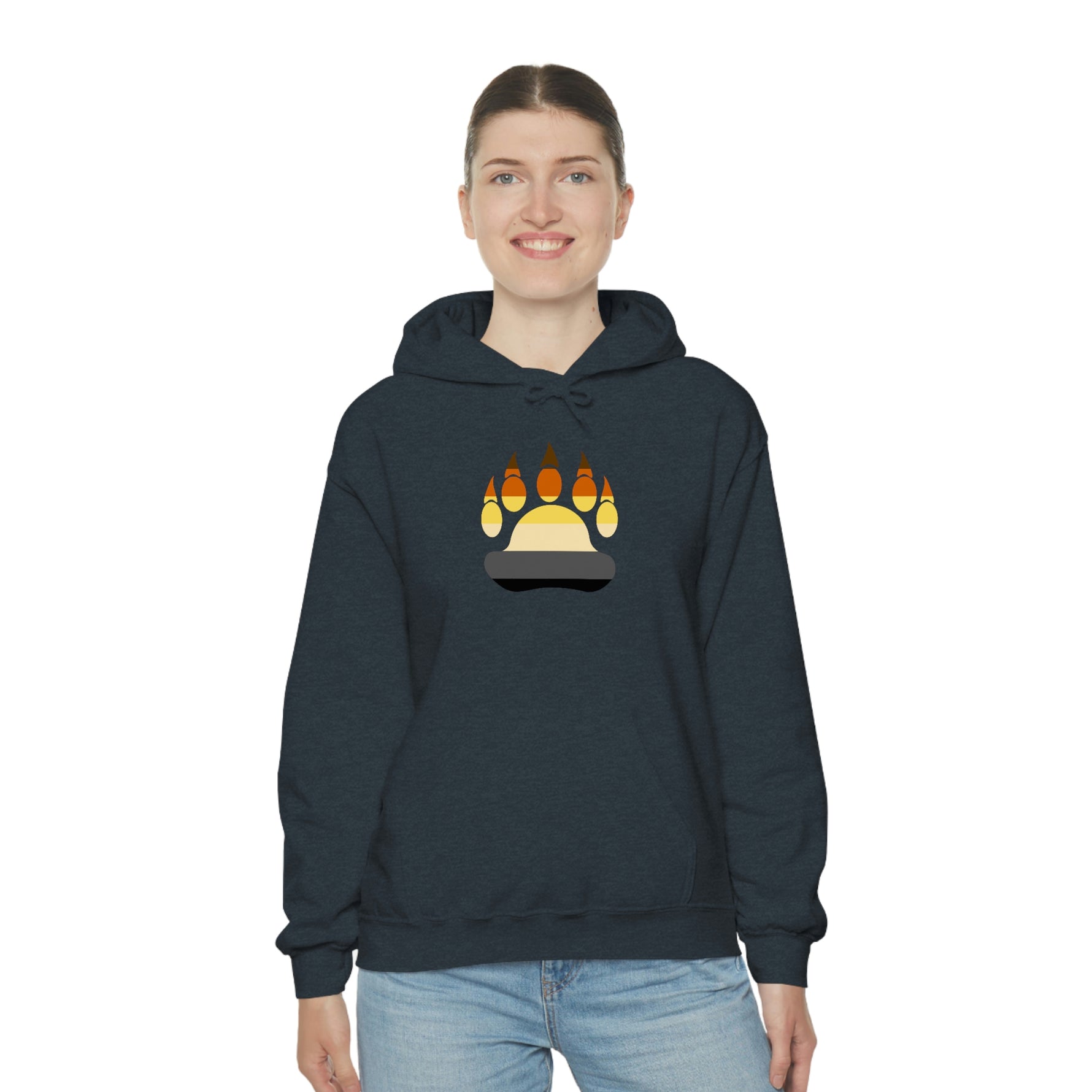 Gay Bear Flag Paw Print - Hoodie - Wicked Naughty Apparel