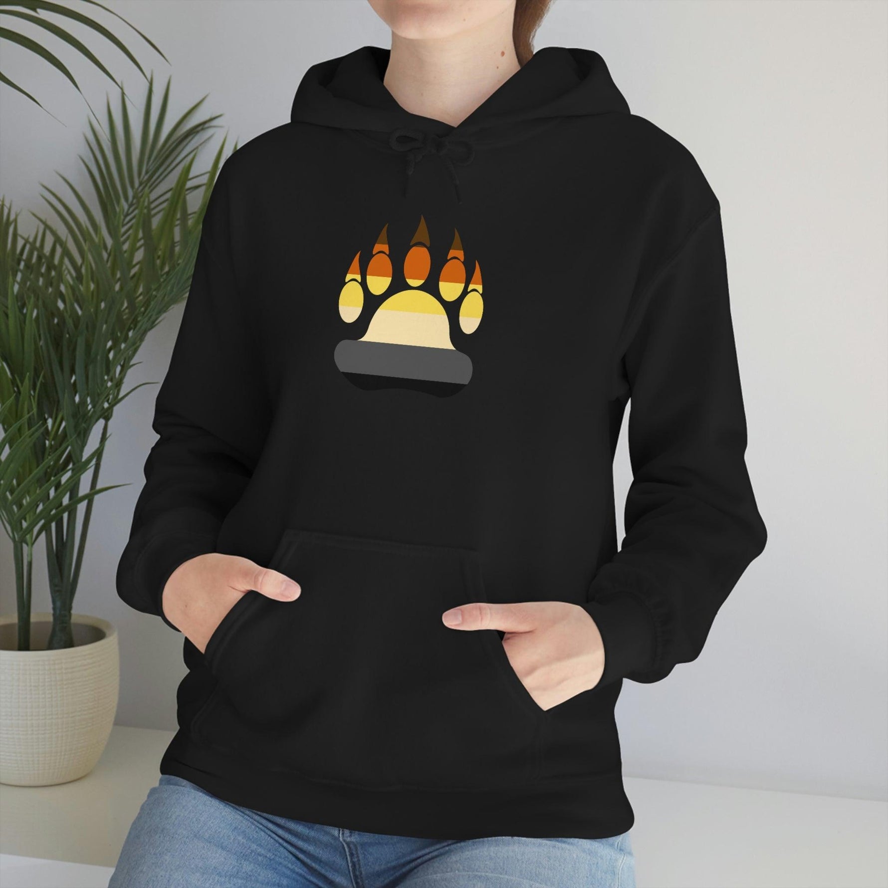 Gay Bear Flag Paw Print - Hoodie - Wicked Naughty Apparel
