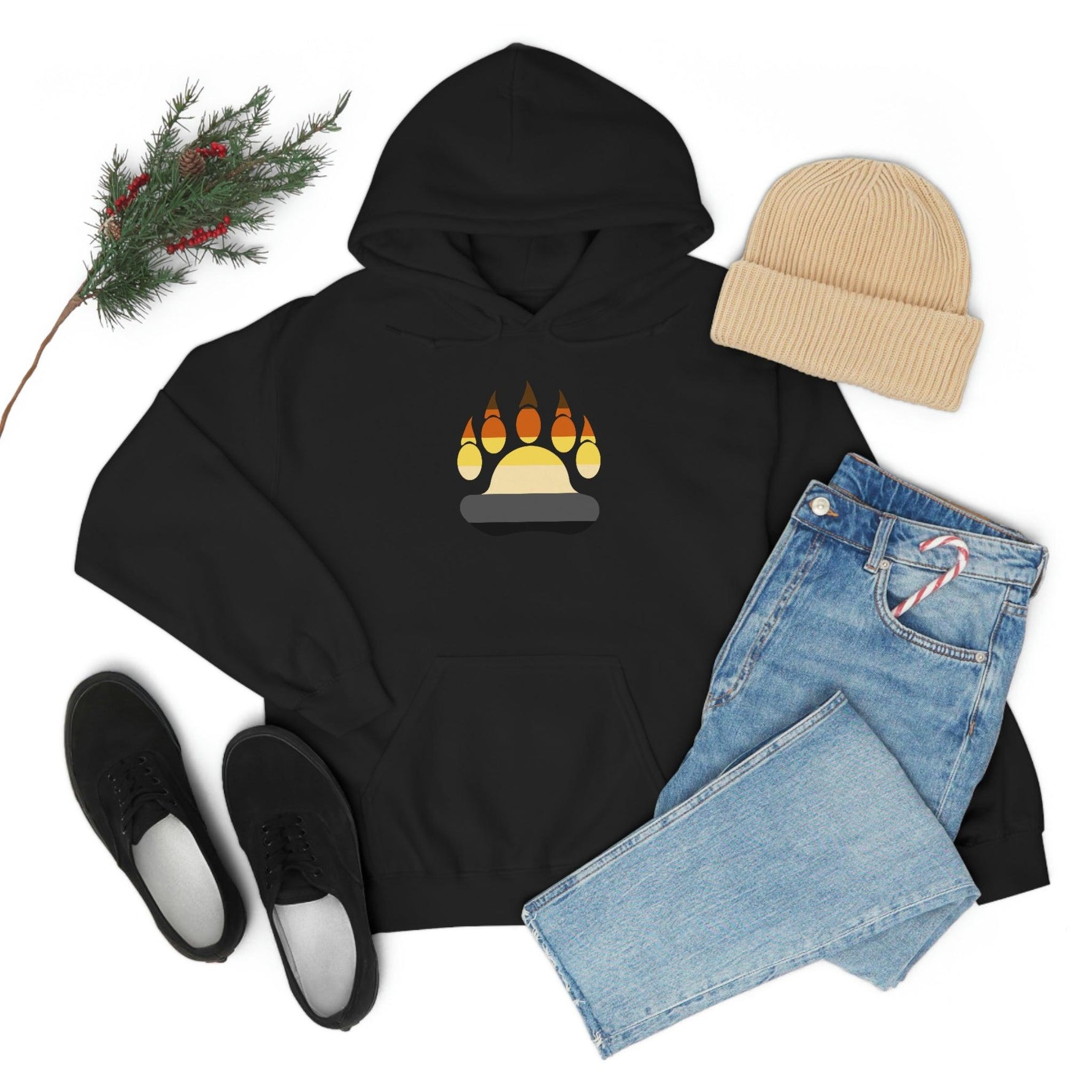 Gay Bear Flag Paw Print - Hoodie - Wicked Naughty Apparel