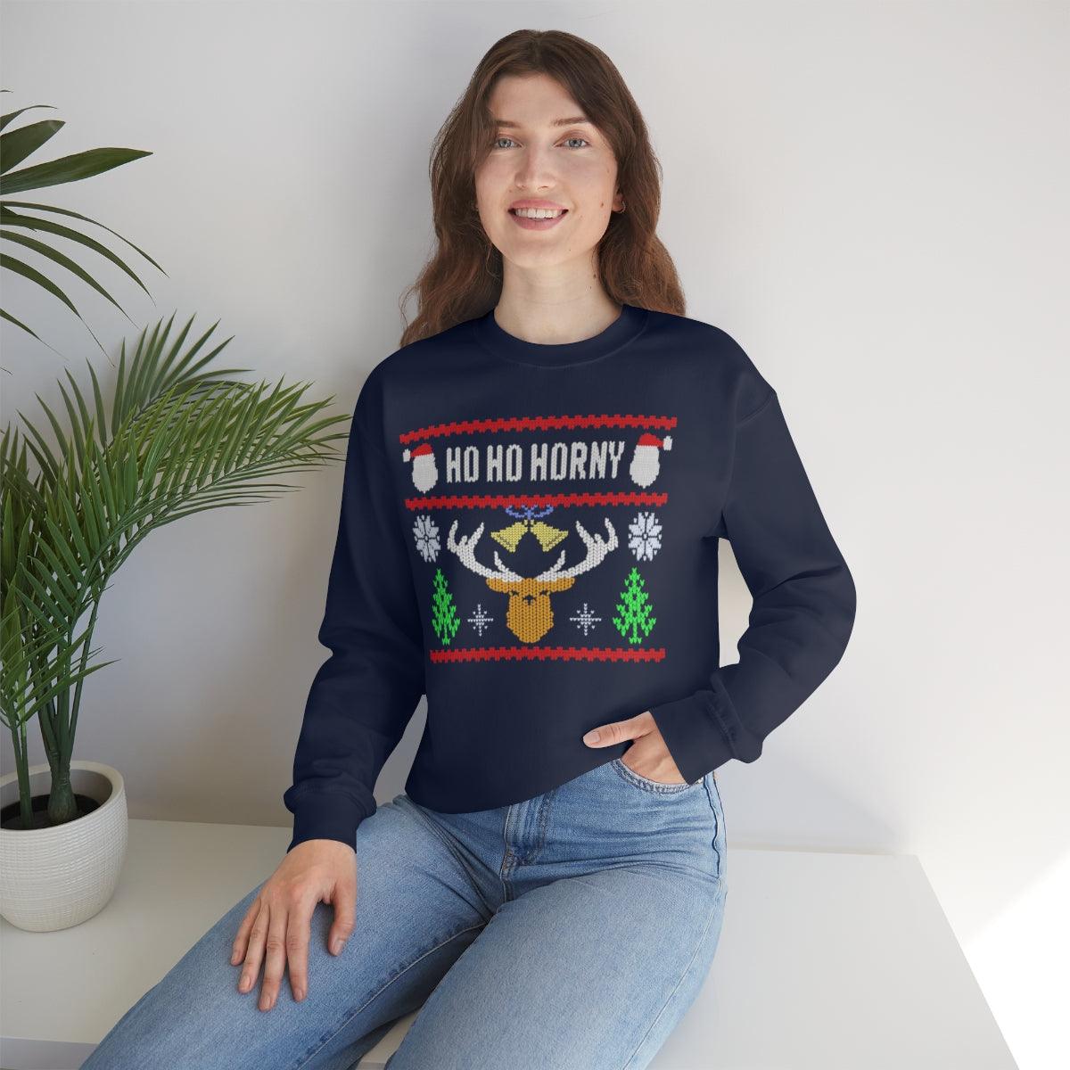 Ho, Ho, Horny - Crewneck Sweatshirt - Wicked Naughty Apparel