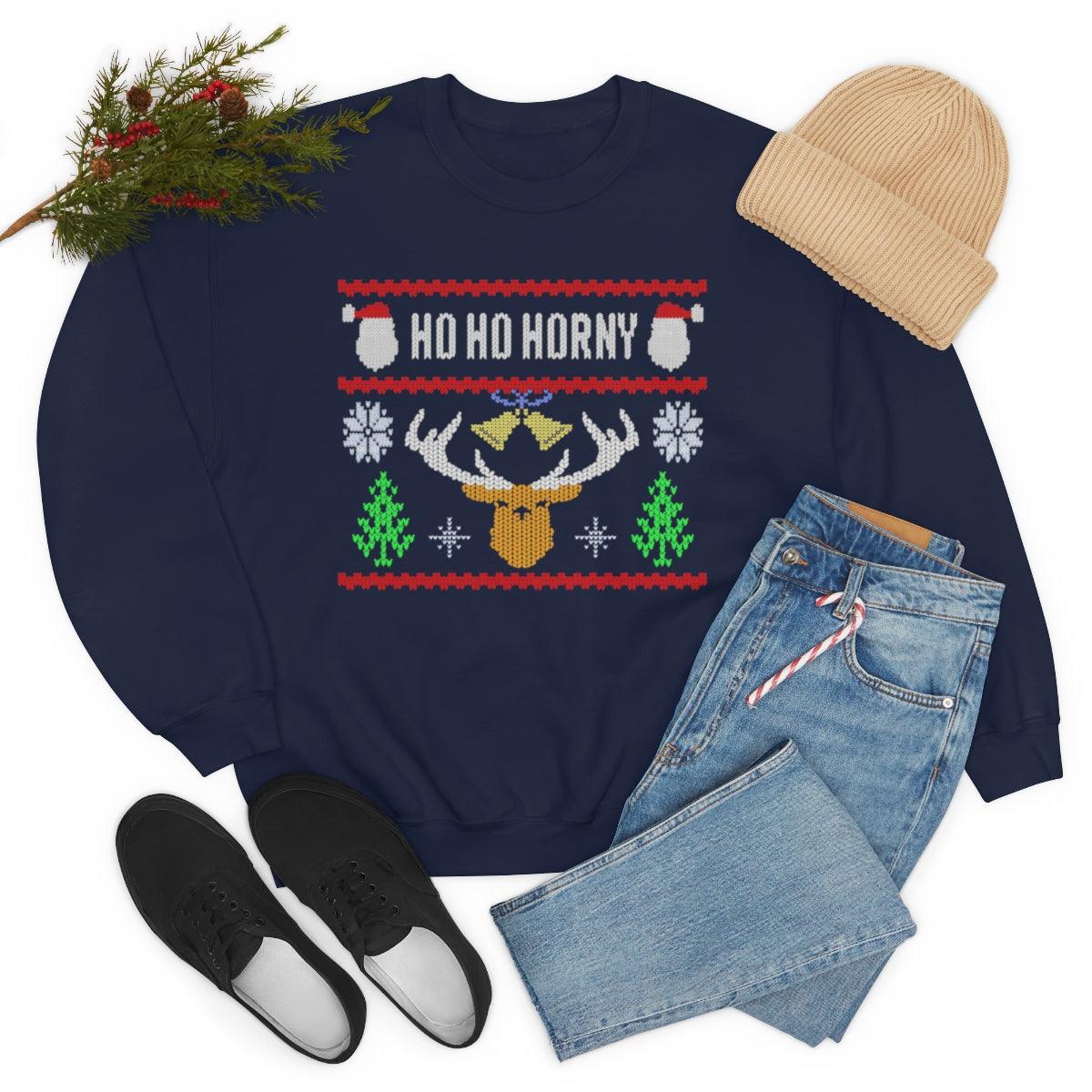 Ho, Ho, Horny - Crewneck Sweatshirt - Wicked Naughty Apparel