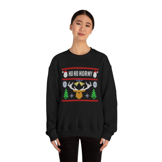 Ho, Ho, Horny - Crewneck Sweatshirt - Wicked Naughty Apparel