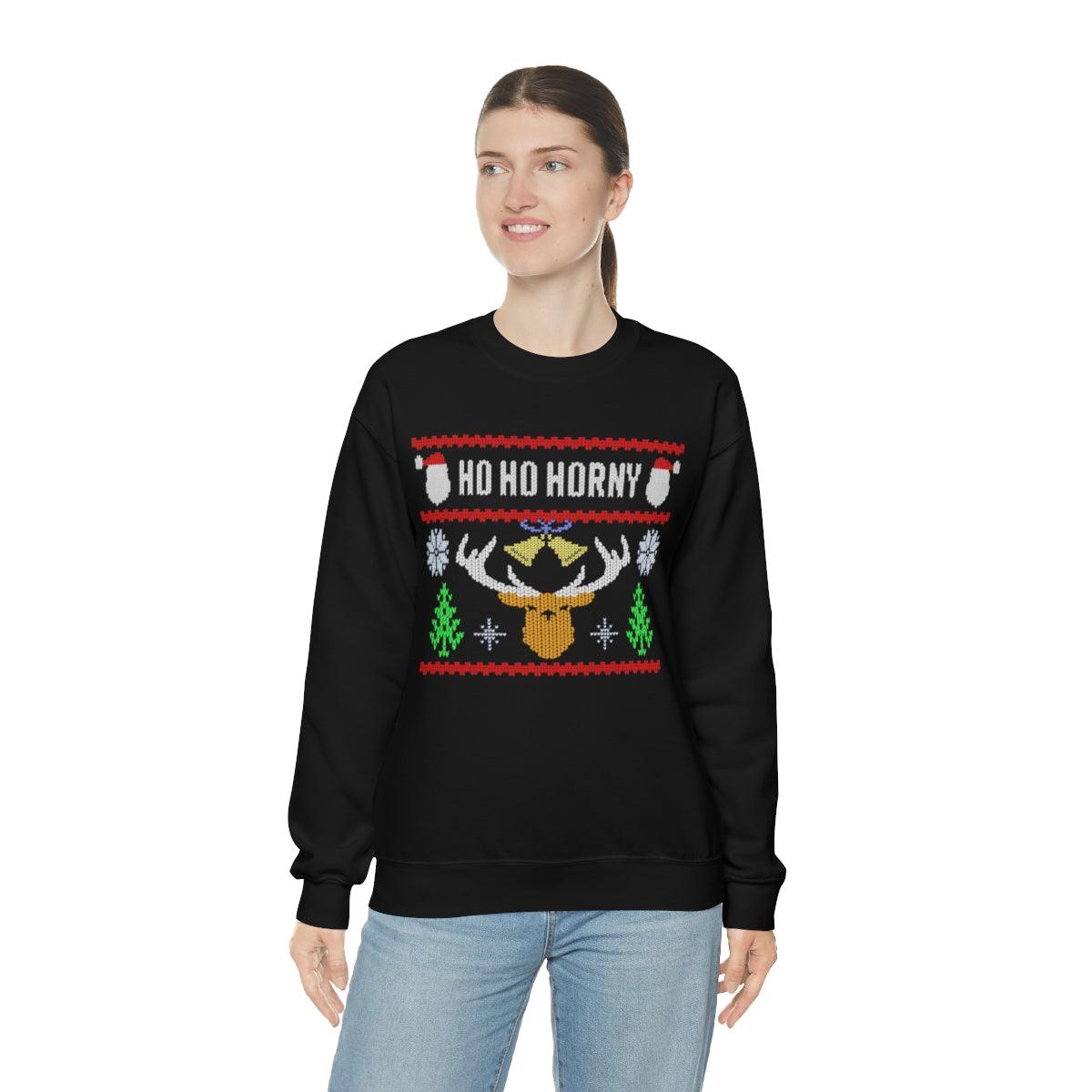 Ho, Ho, Horny - Crewneck Sweatshirt - Wicked Naughty Apparel