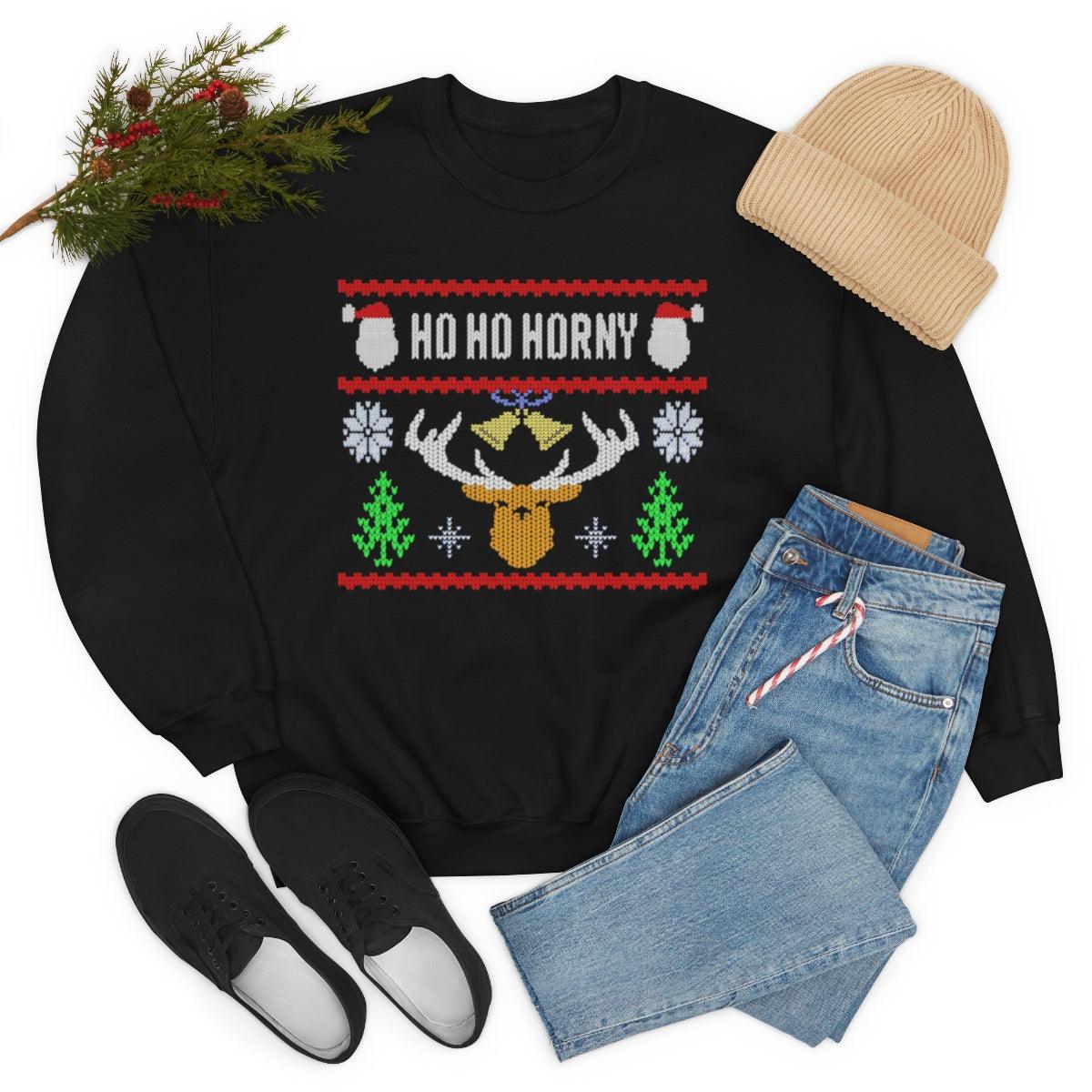 Ho, Ho, Horny - Crewneck Sweatshirt - Wicked Naughty Apparel